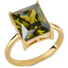 Gold and Green Gemstone Ring - Ring Size 60 Gold