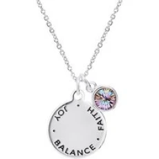 June Birthstone Necklace - Silver