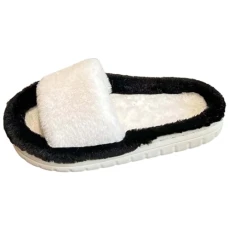 Bedroom Slippers Womens Mules Plush Fleece Terry Cloth Loafer Memory Foam Slip on Open Toe Sliders C