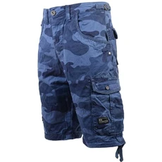 New Mens Army Camouflage Knee Length Combat Cargo Jeans Holiday Summer Shorts by Jeanbase Blue Camo 