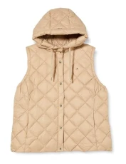 Women Vest Classic Down Quilted with Padding, Beige (Beige), 50