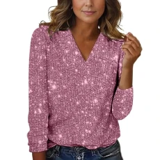 Sequin Tops for Women UK Sparkly Top Glitter Evening Party Shiny Long Sleeve Blouses Tunic Tee Sleev