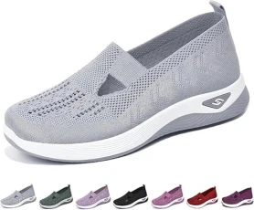 Women's Slip-On Walking Shoes Mesh Breathable Lightweight Casual Sneakers for Work Running Shoes Ort