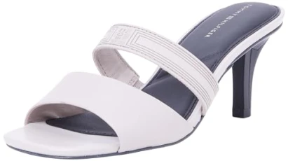 Women Sporty Leather Mule, Heel Sandal, Grey, 5