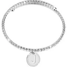 Silver Crystal Letter J Bracelet - Silver