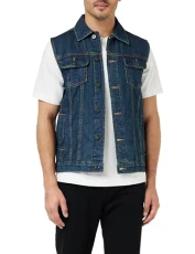 Men's Denim Vest Gilet, Blue (Denimblue 319), M UK