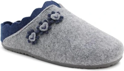 HEART Womens Mule Slippers Grey