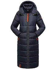 Women's Warm Winter Quilted Coat with Hood Crystal Flower XS - XXL, navy, XS