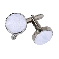 Woven Floral Patterned Formal Wedding Cufflinks for Men (Lilac)