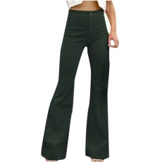 Flared Trousers For Women Uk Work Trousers Women'S Corduroy Vintage Long Flared Trousers High Waiste