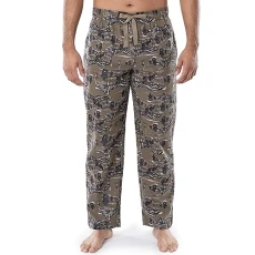 mens Cotton Flannel Sleep Pant, Beige/Khaki, L