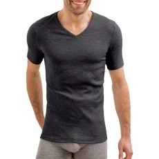 Men's T-Shirt Col V Manches Courtes Maille Classique The Thermal Top, Black, M