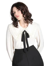 Peyton Semi Fitted Ivory Blouse, White, XS