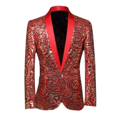 Mens Sequin Blazer Tuxedo Party Prom Wedding Tuxedo Easy Care Linen Blazer Smoking Jackets for Men U