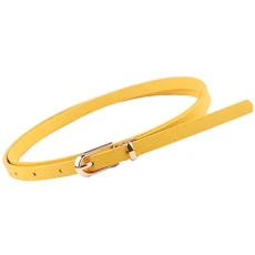 Women's Skinny Belt Solid Color Slender Waistband Thin Leather Waist Belt Strap for Dress Paints Cas