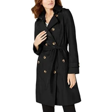 Double Breasted Classic Rain Trench - Black - Small