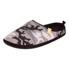 Mens Slippers Centre Seam Slip On Mule Faux Fur Lined Felt Memory Foam With Gift Box Green Camo 11-1