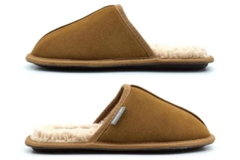 Dunlop Mens Taylor Real Suede Mule Slippers Mens Memory Foam Slippers Thermal Faux Fur Lining Dunlop