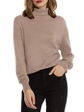 Woolen Bloom Women's Turtle Neck Jumpers Polo Neck Ladies Jumper High Neck Tops Pullover Knitwear Sweater Camel