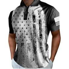 Short Sleeve Polo Shirts Mens, Independence Day Short Sleeve Top T Shirt Printed American Flag Sprin