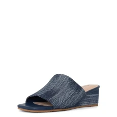 Women's Claudine Denim Wedge Sandal, Dark Blue, 5.5 UK