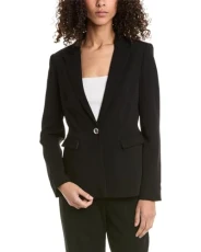 Womens Single-Breasted Blazer, 1, Black