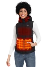 Women's Heated Vest with 90% Down Insulation and Detachable Hood Heated Gilet for Women with Battery