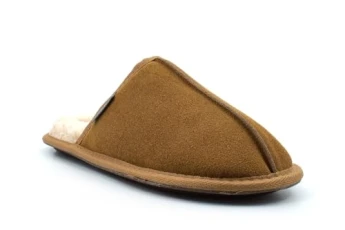 Dunlop Mens Taylor Real Suede Mule Slippers Thermal Faux Fur Lining Memory Foam Slippers Dunlop Slip