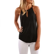 Women Ladies Summer Casual Round Neck Sleeveless Shirt Fashion Halter Vest Tank Breathable Solid Col