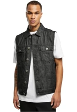 Men's Denim Vest Jacket, Black Washed, XXXL