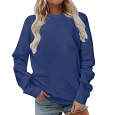 Womens Crew Neck Sweatshirts Casual Plain Long Sleeve Tops for Ladies Lightweight Loose Fit Pullover Shirts Plus Size Crewneck Sweatshirt Jumpers