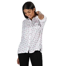 Meera Design Long Sleeve Button Down Shirt and Chest Pocket Women's Shirts White