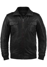 Famash Men's Leather Jacket, Size:XL, Colour:Black (S9000)