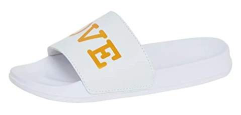 Womens Love Slogan White Sliders 6 UK