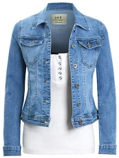 Womens Premium Stretch Denim Jacket (8, Blue Denim)