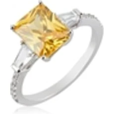 Silver and Yellow Solitaire Ring - 60