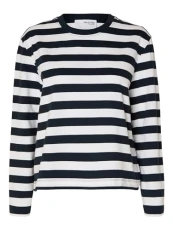 Female Long-Sleeved Striped Shirt, Dark Sapphire, XXL