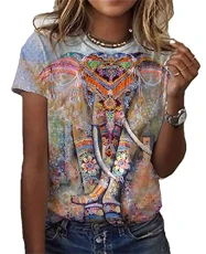 Women's Animal Graphic Printed Short Sleeve T Shirt Casual Summer Crewneck Printed Loose Tees Tops