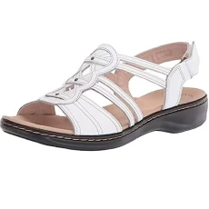 Pavers Sandals For Women Wide Fit Side Hollow Belt Buckle Flat Bottom Roman Shoes Soft Leather Insol