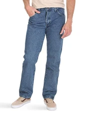 Authentics Men's Authentics Classic Regular-fit Jean, Stonewash Dark, 34W / 29L