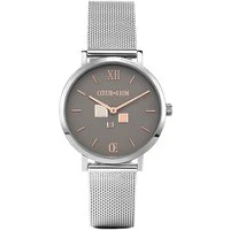 Silver With Rose Gold Cubes Round Watch - Silver