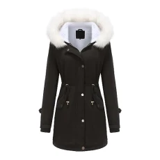 Womens Winter Coats Mid Length Sherpa Lined Warm Heavy Jackets Thickened Windproof Outerwear with Fu