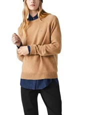 AF9551 Women's Crew Neck Pullover, Women's Basic Knitted Jumper, Regular Fit, Beige, 42, Beige Ge2