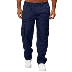 Mens Casual Cargo Workwear Trousers, Elasticated Waist Combat Work Pants, Loose Jogging Tracksuit Bo