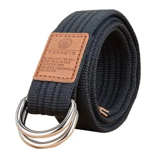 Unisex Canvas Belt Military Style Double D-Ring Buckle Casual Breathable Webbing Belt for Men Women 