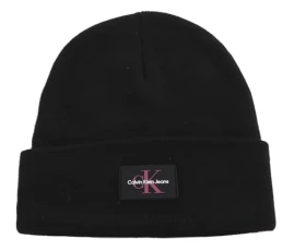 Women's MONOLOGO Rubber Beanie Hats, Black, One Size