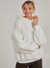 Oversized Teddy Hoodie  - L  - Ivory