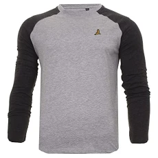 Mens Prague Casual Tee Long Sleeve Top T-Shirt (L, Grey Marl)