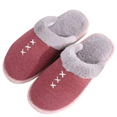 Womens Mens Short Plush Mules Slippers Unisex Adults Winter Warm Anti-Slip Indoor House Shoes Red 39