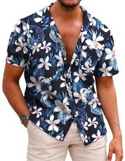 Mens Hawaiian Shirts Short Sleeve Casual Button Down Tropical Holiday Beach Shirts Summer S